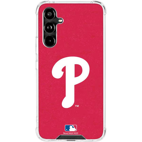 MLB Philadelphia Phillies - Solid Distressed Galaxy A54 5G Clear Case