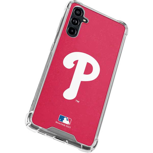 MLB Philadelphia Phillies - Solid Distressed Galaxy A54 5G Clear Case