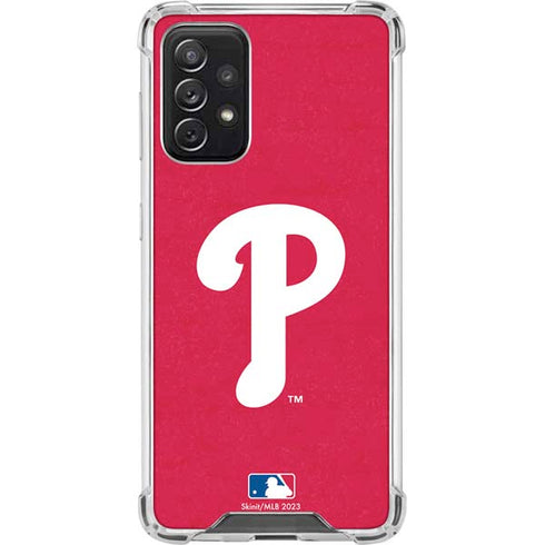 MLB Philadelphia Phillies - Solid Distressed Galaxy A72 5G Clear Case