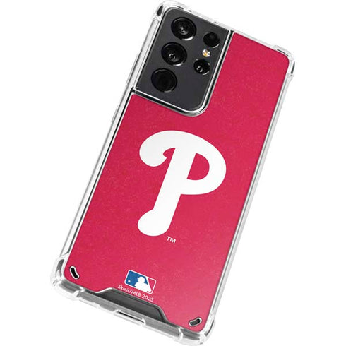 MLB Philadelphia Phillies - Solid Distressed Galaxy S21 Ultra 5G Clear Case