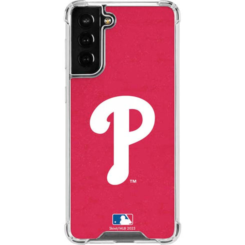 MLB Philadelphia Phillies - Solid Distressed Galaxy S22 Plus Clear Case
