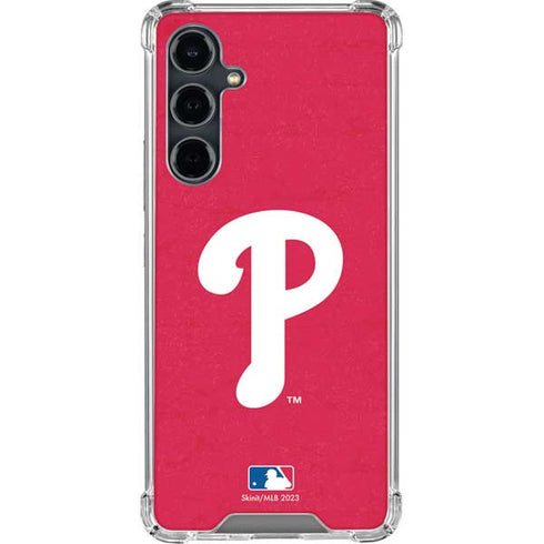 MLB Philadelphia Phillies - Solid Distressed Galaxy S23 FE Clear Case