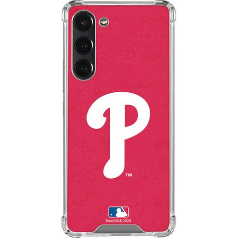 MLB Philadelphia Phillies - Solid Distressed Galaxy S23 Plus Clear Case