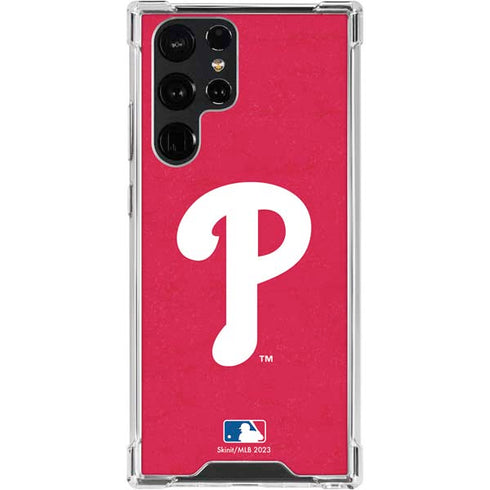 MLB Philadelphia Phillies - Solid Distressed Galaxy S24 Ultra Clear Case