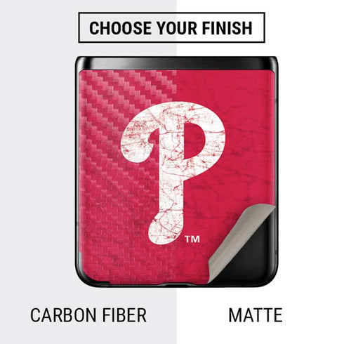 MLB Philadelphia Phillies - Solid Distressed Galaxy Z Flip Skin