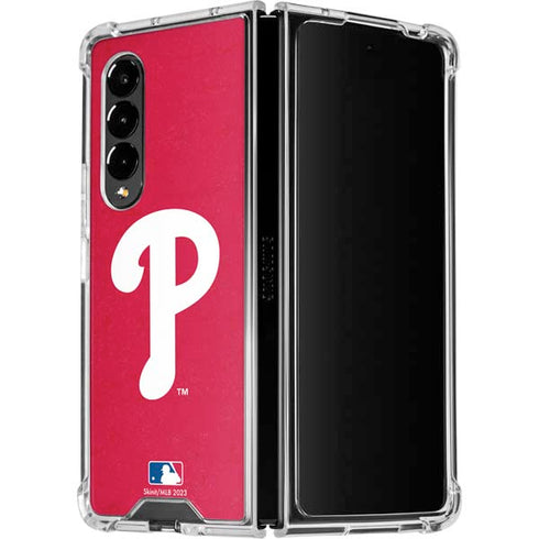 MLB Philadelphia Phillies - Solid Distressed Galaxy Z Fold4 5G Clear Case