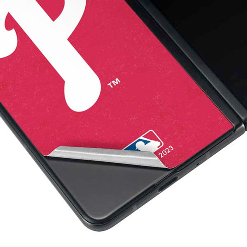 MLB Philadelphia Phillies - Solid Distressed Galaxy Z Fold4 5G Skin