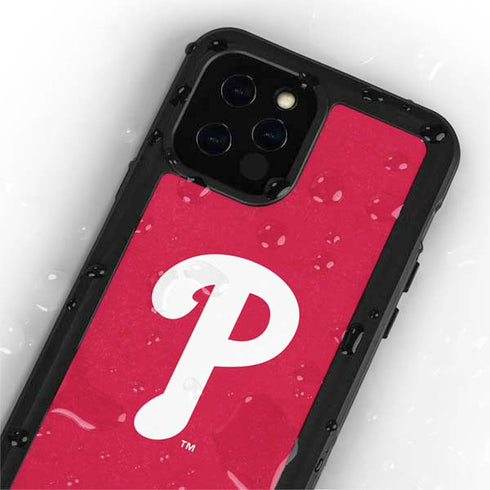 MLB Philadelphia Phillies - Solid Distressed iPhone 12 Pro Waterproof Case