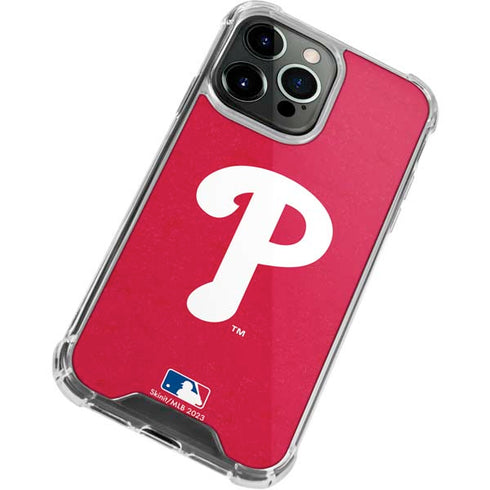 MLB Philadelphia Phillies - Solid Distressed iPhone 15 Pro Clear Case