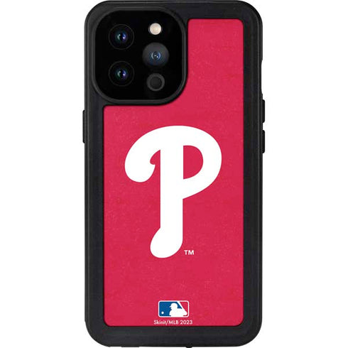 MLB Philadelphia Phillies - Solid Distressed iPhone 14 Pro Max Waterproof Case