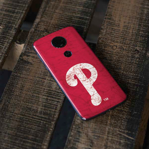 MLB Philadelphia Phillies - Solid Distressed Moto E5 Plus Skin