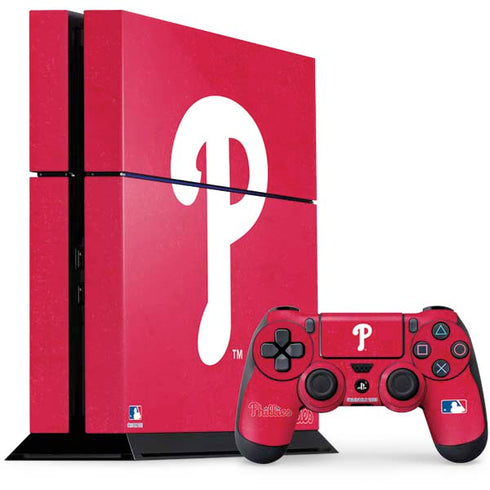 MLB Philadelphia Phillies - Solid Distressed PS4 Console and Controller Bundle Skin