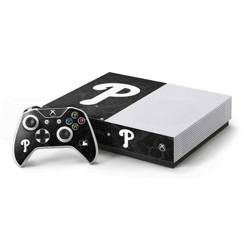 MLB Philadelphia Phillies Dark Wash Xbox One S Console and Controller Bundle Skin