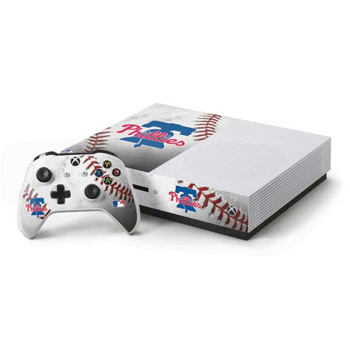 MLB Philadelphia Phillies Game Ball Xbox One S Console and Controller Bundle Skin
