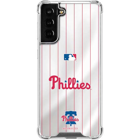 MLB Philadelphia Phillies Home Jersey Galaxy S21 FE Clear Case