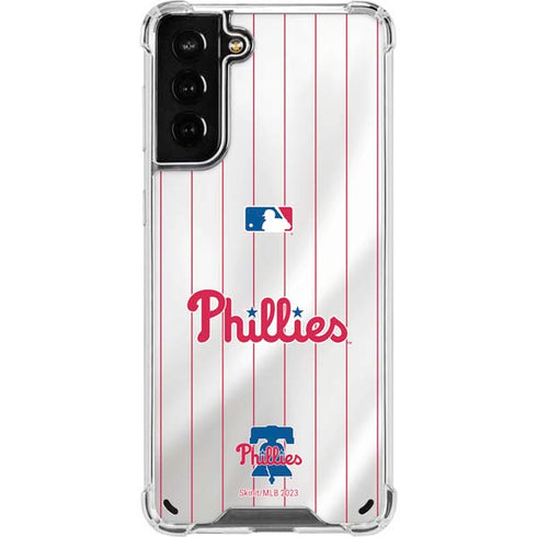 MLB Philadelphia Phillies Home Jersey Galaxy S21 Plus 5G Clear Case
