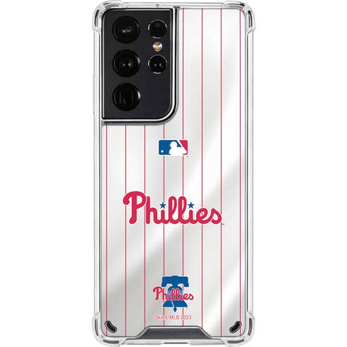 MLB Philadelphia Phillies Home Jersey Galaxy S21 Ultra 5G Clear Case