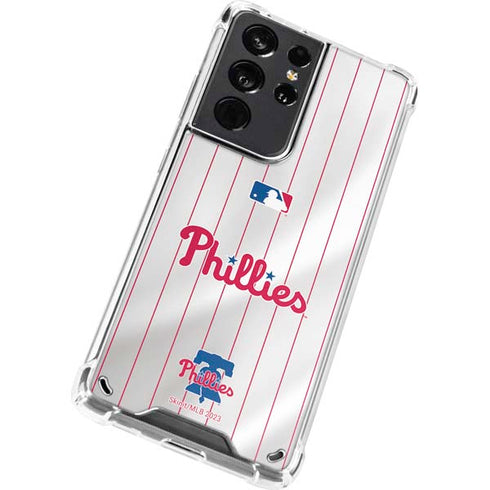 MLB Philadelphia Phillies Home Jersey Galaxy S21 Ultra 5G Clear Case