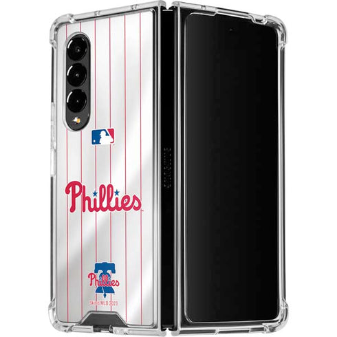 MLB Philadelphia Phillies Home Jersey Galaxy Z Fold4 5G Clear Case