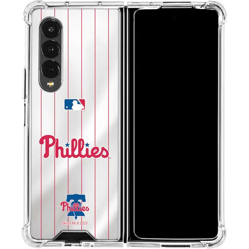 MLB Philadelphia Phillies Home Jersey Galaxy Z Fold4 5G Clear Case