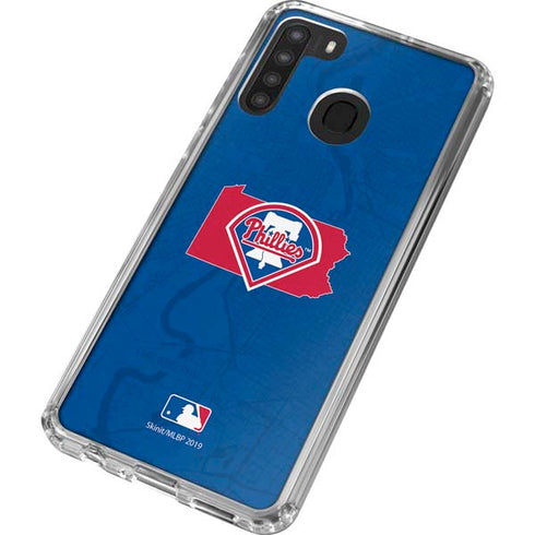 MLB Philadelphia Phillies Home Jersey Galaxy A21 Clear Case