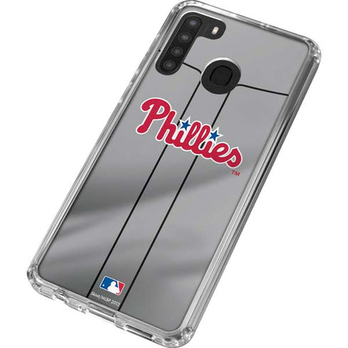 MLB Philadelphia Phillies Road Jersey Galaxy A21 Clear Case