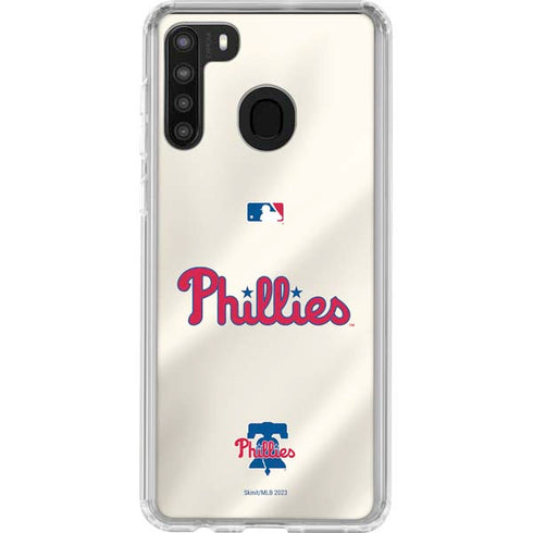 MLB Philadelphia Phillies Road Jersey Galaxy A21 Clear Case