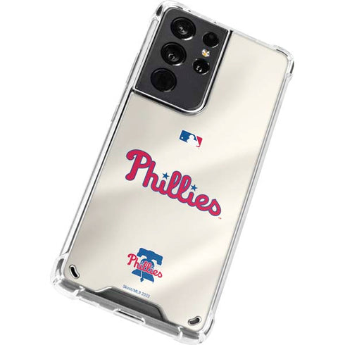 MLB Philadelphia Phillies Road Jersey Galaxy S21 Ultra 5G Clear Case