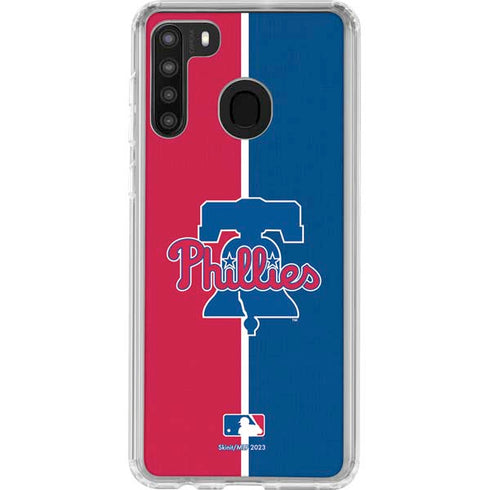 MLB Philadelphia Phillies Split Galaxy A21 Clear Case