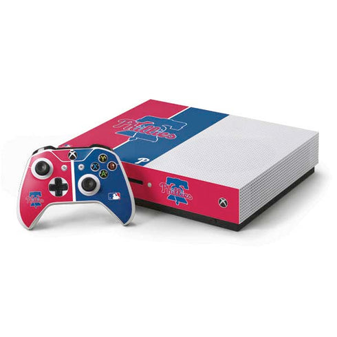 MLB Philadelphia Phillies Split Xbox One S Console and Controller Bundle Skin