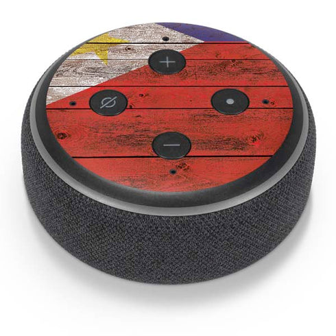 Philippines Flag Dark Wood Amazon Echo Dot Skin