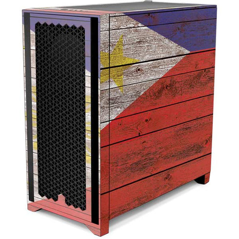 Philippines Flag Dark Wood Corsair 4000D Tempered Glass Mid-Tower ATX Case Skin