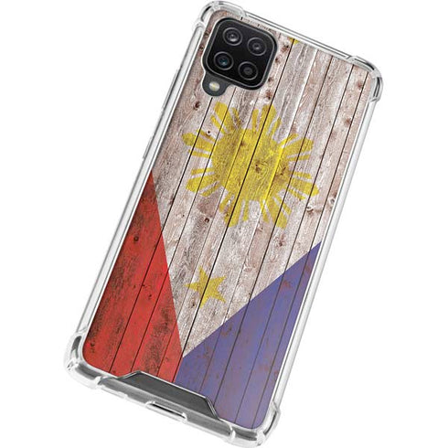 Philippines Flag Dark Wood Galaxy A12 Clear Case