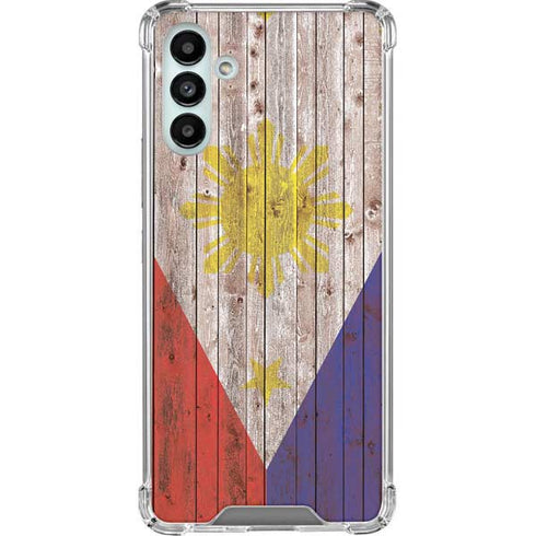 Philippines Flag Dark Wood Galaxy A13 5G Clear Case