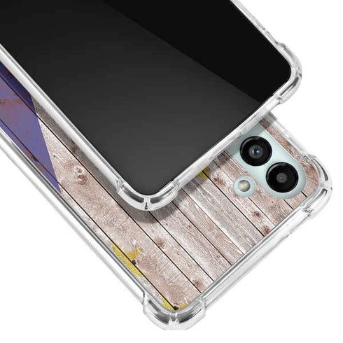 Philippines Flag Dark Wood Galaxy A13 5G Clear Case