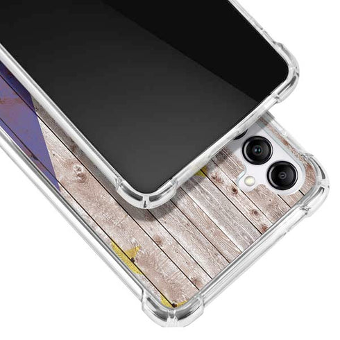 Philippines Flag Dark Wood Galaxy A14 5G Clear Case