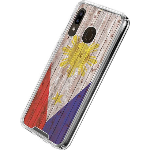 Philippines Flag Dark Wood Galaxy A30 Clear Case
