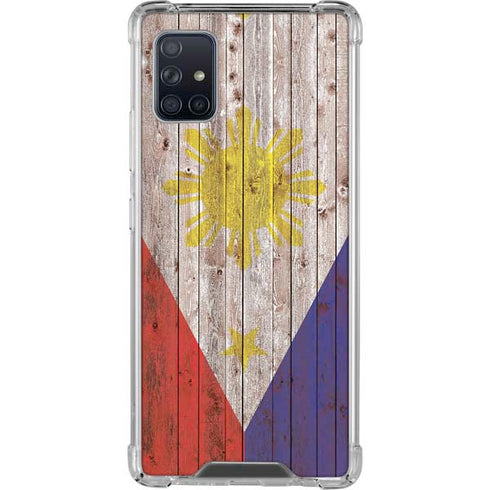Philippines Flag Dark Wood Galaxy A51 5G Clear Case