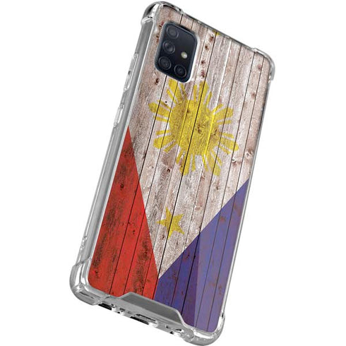 Philippines Flag Dark Wood Galaxy A51 5G Clear Case