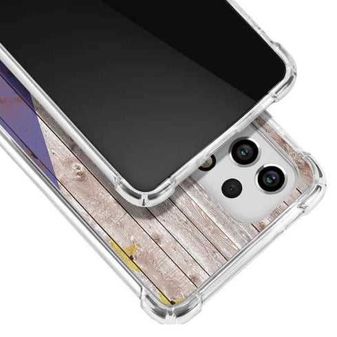 Philippines Flag Dark Wood Galaxy A53 5G Clear Case