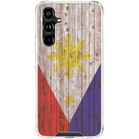 Philippines Flag Dark Wood Galaxy A54 5G Clear Case