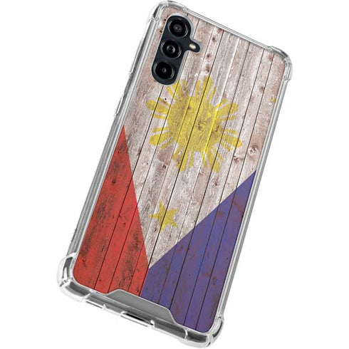 Philippines Flag Dark Wood Galaxy A54 5G Clear Case