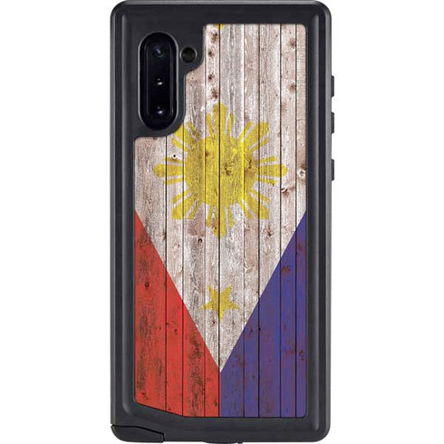 Philippines Flag Dark Wood Galaxy Note 10 Waterproof Case