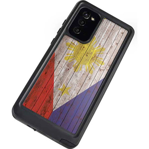 Philippines Flag Dark Wood Galaxy Note20 5G Waterproof Case