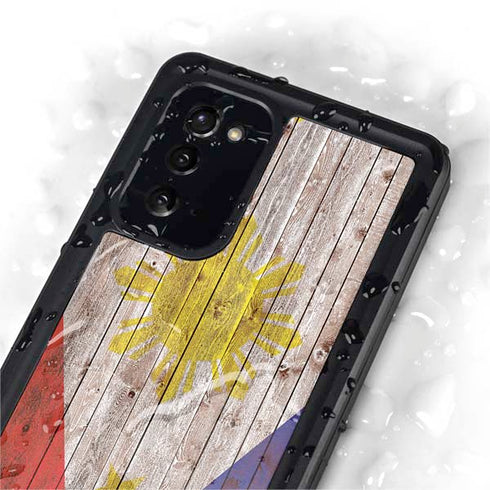 Philippines Flag Dark Wood Galaxy Note20 5G Waterproof Case