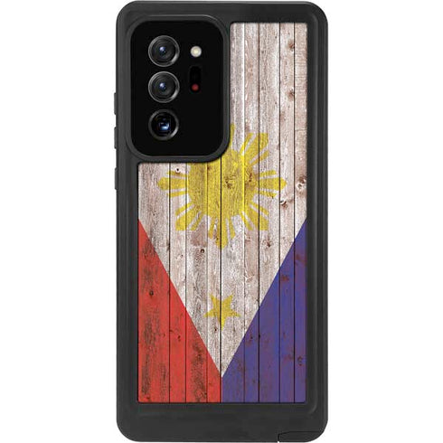 Philippines Flag Dark Wood Galaxy Note20 Ultra 5G Waterproof Case