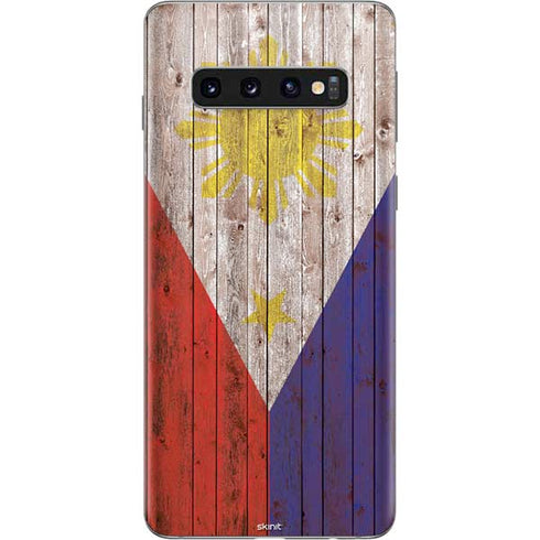 Philippines Flag Dark Wood Galaxy S10 Skin