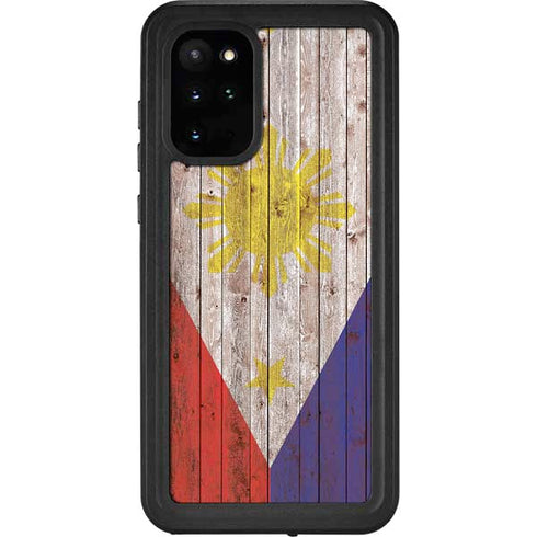 Philippines Flag Dark Wood Galaxy S20 Plus Waterproof Case