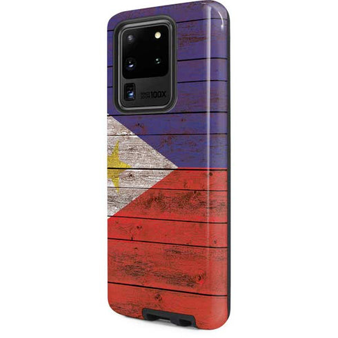 Philippines Flag Dark Wood Galaxy S20 Ultra 5G Pro Case