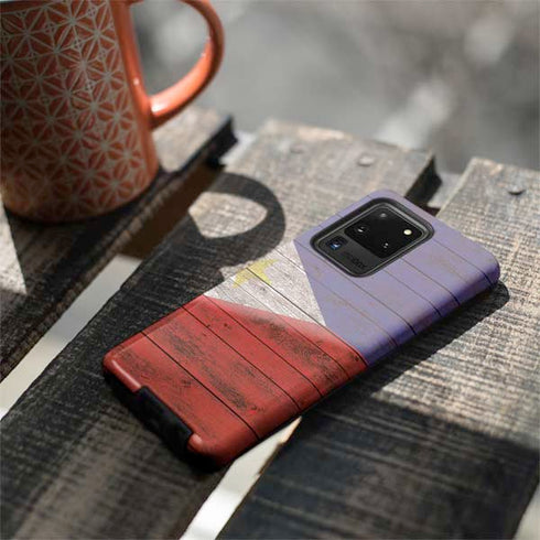 Philippines Flag Dark Wood Galaxy S20 Ultra 5G Pro Case